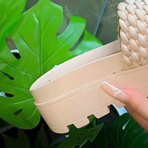 Bristol Vegan Leather Platform Sandals - Cream - Picture 3 of 4